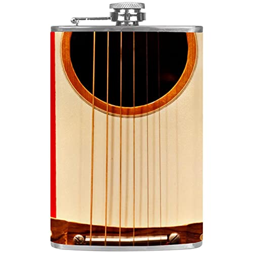 Liquor Hip Flask American Music Guitar Flagon 8 Ounce Stainless Steel Pocket Drinking Flask Whiskey Flask With Funnel For Men And Women Festival Gift 3.6X6In #TOP13
