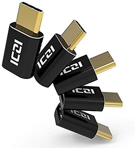 USB C to Micro USB Adapter Gold Plated, ICZI Type C Male to Micro USB Female Converter, OTG Connector For Samsung S10+ and Note 10+, Huawei Mate 30 Pro, Pixel 4XL, Nintendo Switch, MacBook- 5 Packs