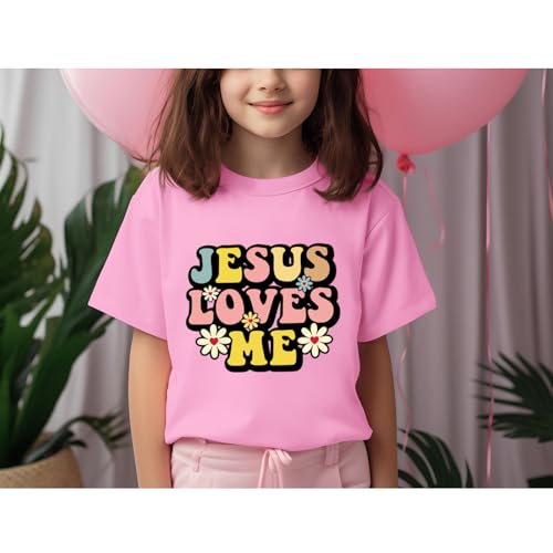 Girl's Christian Graphic Tees Jesus Shirts for Kids Faith Cute Floral Inspirational Tshirt Religious Bible Verse Tops4