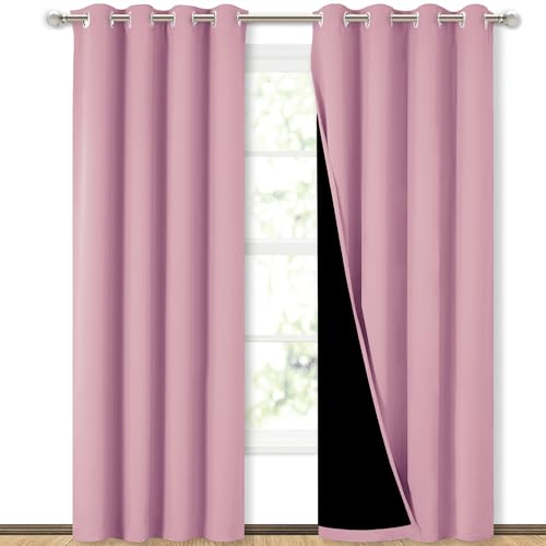 NICETOWN Crystal Pink Blackout Curtains for Dining Room 52" x 84" 2 Panels
