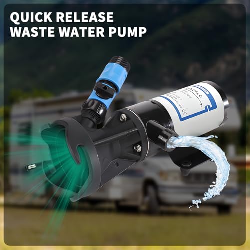 Image of 12V DC Macerator Pump - 12 GPM (45LPM), Marine Toilet Waste Electric Caravan with Garden Hose Discharge Port, Quick Release Sewage Pump with Fresh Water Rinse and Manual Crushing Function (HYMP1-4501)