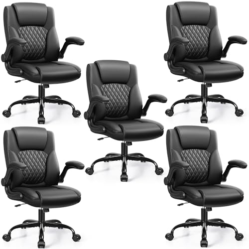 Image of Leather Office Chair, PU Home Computer Desk Chairs with Ergonomic Back Support, 360Swivel Free,Small Gaming Chair with Wheels and Adjustable Armrests, for Short People Use