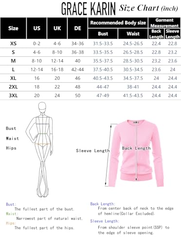 Grace Karin CLAF1006-1_L Long Sleeve Button Down Crew Neck Knit Cardigan Sweater thumb #2