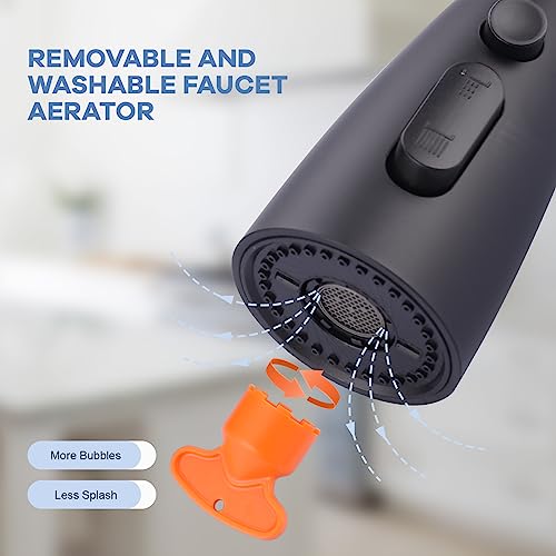 WOWOW Kitchen Faucet Head Replacement Matte Black,3 Function Pull Out Spray Nozzle with 9 Adapters for Kitchen Sink Faucet,American Standard for Moen Kohler Delta Faucets G1/2 Male Connector by WOWOW - Used condition - Image 6