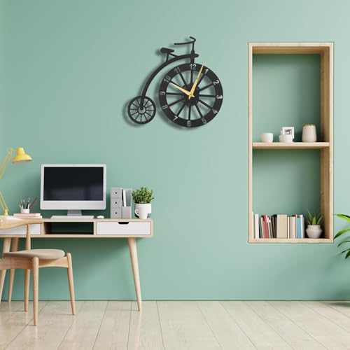 Image of Wall Clock Stylish Metal Analog Wall Clock for Living Room, Bedroom, Office, Kitchen, Home and Hall | Antique Fancy Big Size Modern Wall Watch (Black(ST-10), 50 CM)