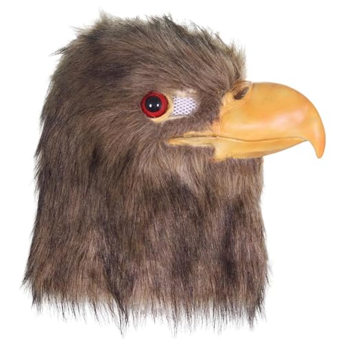 Masque d'aigle en latex à plumes pour costume d'oiseau d'Halloween