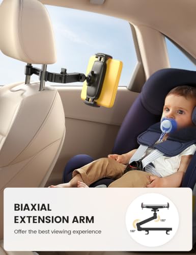Image of Lamicall Car Headrest Tablet Holder - 3 in 1 Extension Arm Tablet Car Mount | Road Trip Essentials for Kids, for 4.7-11 inch Devices, for iPad Pro Air Mini, Galaxy, Fire HD, Red