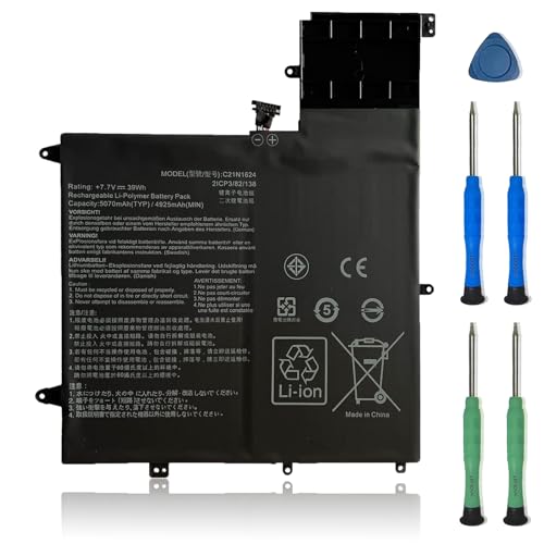 VANPIR C21N1624 Laptop Battery Replacement for Asus Q325U Q325UA Q325UAR ZenBook Flip S UX370UA 1A 1B C4061T C4072T C4093T Series Notebook 0B200-02420000 7.7V 39Wh 5070mAh