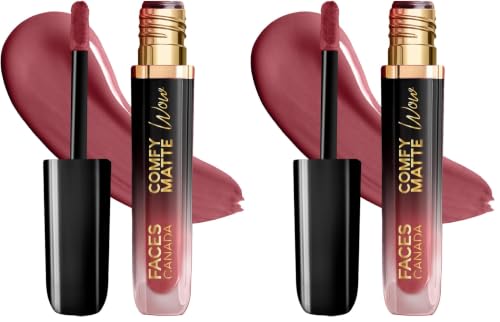 Image of FACESCANADA Comfy Matte Wow Liquid Lipstick Mauve Majesty 02 3.8ml | One Swipe Application | Highly Pigmented | Comfortable Wear | Glides Smoothly | Long Lasting | Transferproof (Pack of 2)