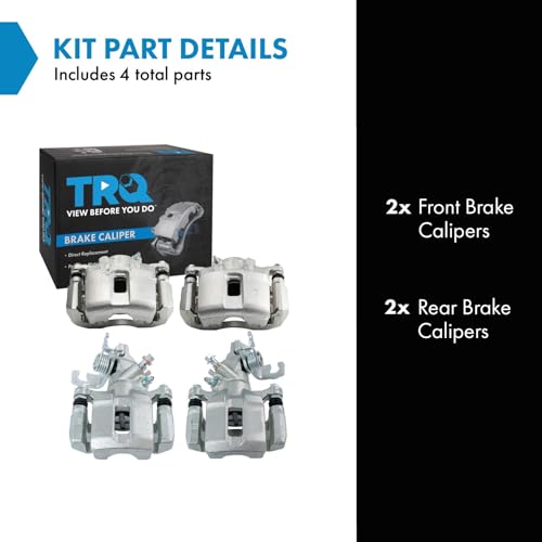 Image of TRQ Front and Rear Brake Caliper Set Zinc Coated Brackets Compatible with 2004-2008 Acura TSX 2003-2007 Honda Accord