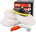 Wool Buffing Polishing Pad, SPTA 6Pcs 6 Inch (150mm) Lambwool Wool polishing Pads with Pad Clean Tool Kit with Hook & Loop 5/8
