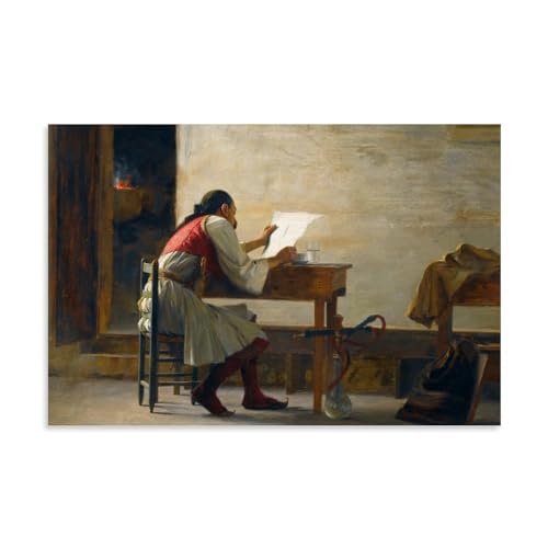 Estampe orientaliste XIXe siècle art mural salon affiche homme lisant Theodoros Ralli 40x60cm