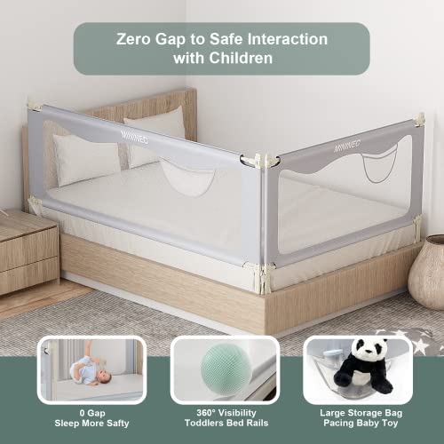 Bed Rail For Toddlers Baby, Mininec Long Toddler Bedrail Guard For Kids Children, Strong Babies Bed Rail For Twin, Full Size, Queen & King Mattress With Reinforced Anchor Safety Darkgrey 78.7*27.5 In #TOP4