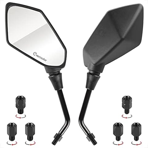 Evermotor Universal Motorcycle Mirrors with M8 M10 Clockwise and Counter Clockwise Threaded Bolts E-Mark Certified for ATV Scooter Cruiser Cover