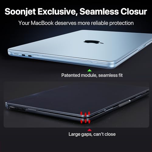 Image of Soonjet Invisible Armor for MacBook Air 15 inch Case M5 M4 M3 M2 2026-2023 | 100% Color Match, Sky Blue Clear Matte, Protective Hard Shell, Anti Fingerprint & Scratch, Ultra Thin, Close Seamlessly