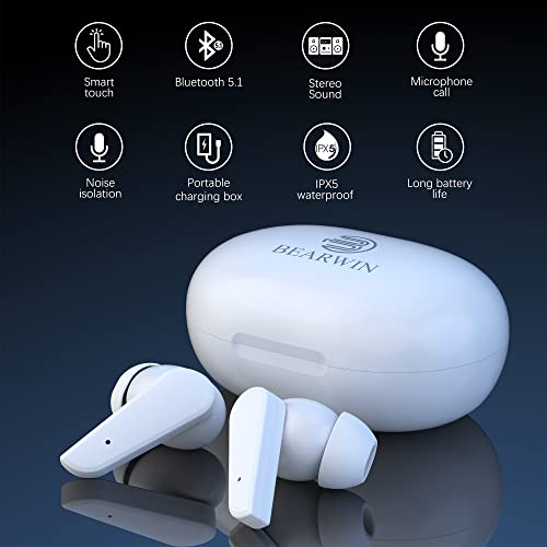 Bearwin Bluetooth Kopfhörer in Ear, Kopfhörer Kabellos mit Mikrofon, Bluetooth 5.1 Earbuds mit Noise Cancelling,Touch… - Image 5