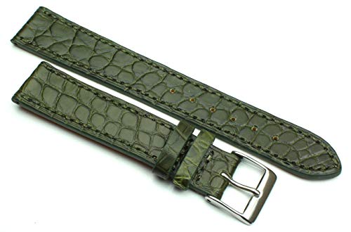 Bracelet alligator 18mm fait main en Allemagne, l'élégance olive pour montre de luxe