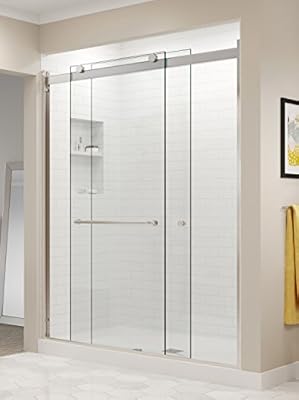 Basco RTLA05B6070CLBN Rotolo Sliding Shower Door, Brushed Nickel, 56-60 in. Wide x 70 in. high, Clear