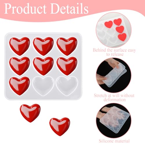 Bewudy 2 Pcs Heart Shape Resin Molds - Silicone Mould for Jewelry Making Keychain Crafting Project, White - Image 3