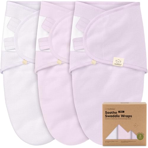 Image of 3-Pack Organic Swaddles for Newborns, Baby Swaddles 0-3 Months (Soft Lilac) | Newborn Swaddle Sleep Sacks, Soft Cotton, Infant, Baby Swaddle Wraps, Girls, Boys, Large Hook & Loop Closure