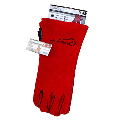 Safe Handler Deluxe 14" Welding Gloves With Reinforced Padding | Durable Protection, Heat Resistance, Leather Palm, Split Cowhide Leather, Full Inside Lining, 14" Inch, 1 Pair (2 Gloves) #TOP6