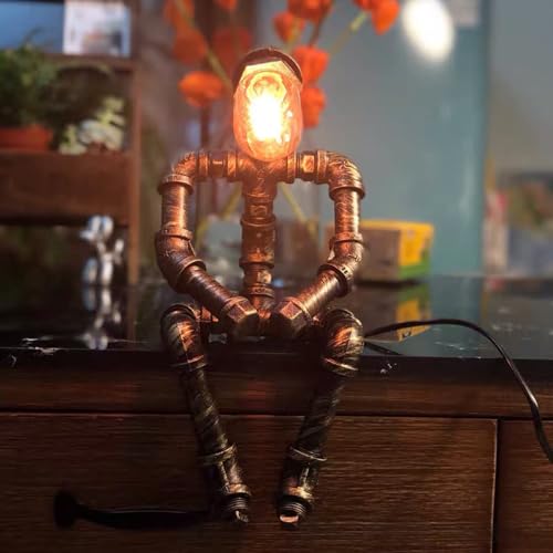 Tavolo tubatura soppalco Vintage da Robot in Metallo Antico con Cavo Interruttore, Lampada Tubo Punk a Vapore per Barra caffetteria Decorazione della Stanza del Desktop