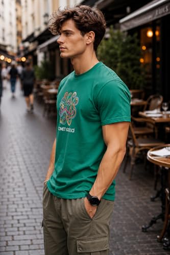 Image of INKKR Regular Fit Half Sleeves Round Neck Typographic Printed Cotton T-Shirt