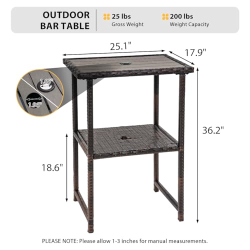 Sundale Outdoor Bar Table, Patio 36 Inch Height Wicker Pub Counter With Umbrella Hole thumb #2