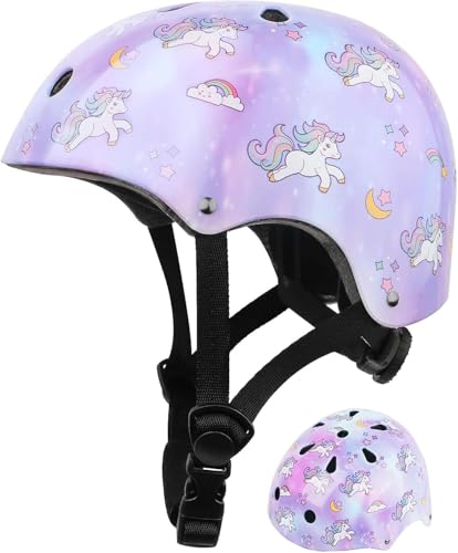 FYHART Verstellbarer Kinder Fahrradhelm, Schutzausrüstung Helm für Mädchen Kinder Kleine Kinder Jugend für Fahrrad Skateboarding Roller Inline Skating (Violett, M)