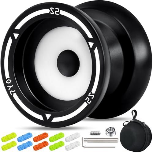 7YO S2 Responsive Yoyo for Kids, Dual Purpose Yoyo Professional Finger Spin Trick Yo-Yo for Adults with 10 Strings, Case, Unresponsive Bearing, Axle, Bearing Removal Tools