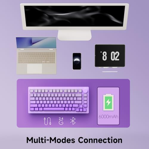 Image of MONSGEEK M1W V3 HE Gaming Keyboard Magnetic Switch Rapid Trigger Mechanical Keyboard Bluetooth /2.4GHz /Wired Gasket Mounted RGB Aluminum Keyboard for Mac /Win (Purple, Creamy Yellow Magnetic Switch)