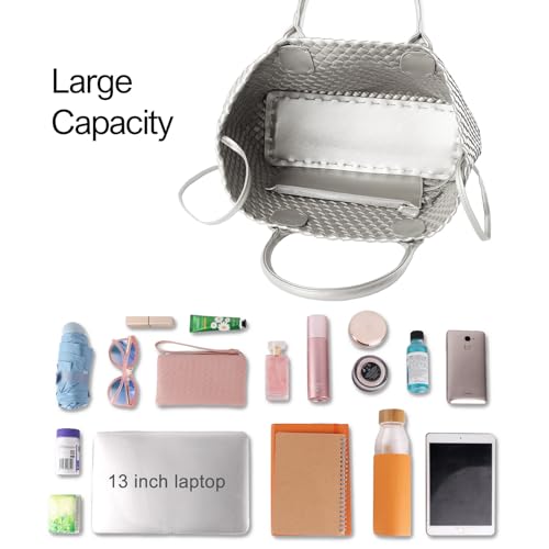 Bolso Tote tejido para mujer de gran capacidad miniatura 6