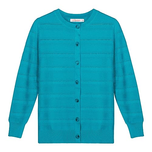 Image of Women's Long Sleeve Cardigan Knit Open Front Sweater | Lightweight Crew Neck Button Down