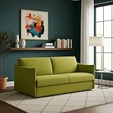  Dmora Divano Fisso 3 Posti Virna 200x95 cm Verde Sfoderabile Lavabile, Braccioli Made in Italy