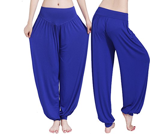 Hippolo - Cómodo pantalón bombacho tipo yoga para mujer azul azul marino extra-large
