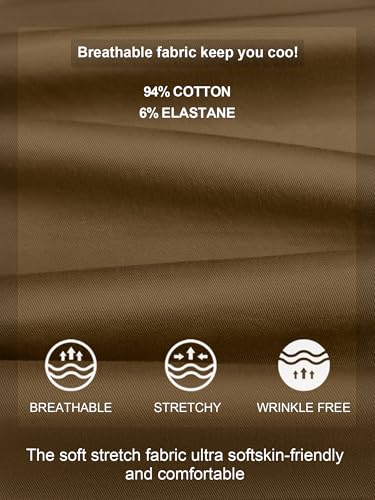 PLEPAN Mens Cargo Joggers Cotton Drawstring Chino Cargo Pants Hiking Outdoor Twill Track Work Sweatpants Dark Brown Medium
