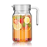 Beaupretty 水差し ピッチャー500ml ピッチャー 麦茶ポット 耐熱 蓋付き 透明 ウォーターピッチャー 縦縞 ストライプ アクリル製 麦茶ポット 水差し カラフェ 割れにくい 軽い お茶 ジュース