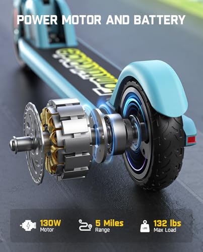 FanttikRide C9 Electric Scooter for Kids 8-12, Adjustable Handlebar Height for Riders 3.9-5.2 ft, 132 lbs, Up to 40 mins Continuous Time, 5 Miles Range, 2 Safe Max Speed 6/10 MPH