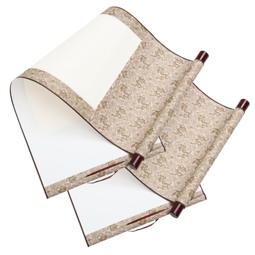 JEWEDECO 2 Piezas mini rollo en cuelga cuadros pergamino colgante decorativo en cartulina con líneas de cuadrícula mini rollo de papel pintando pergamino Madera Brown