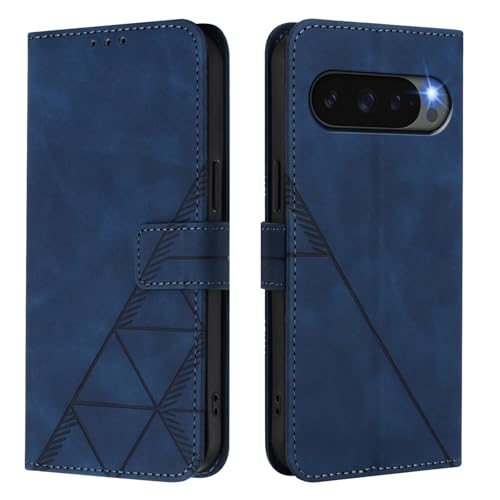 SptPofp for Googe Pixel 10 / Googe Pixel 10 Pro 5G Case Leather Wallet, Flip Folio Cover PU Leather Kickstand Card Slots Holder Magnetic Clasp Shockproof Protective Phone Case for Women Men,Blue