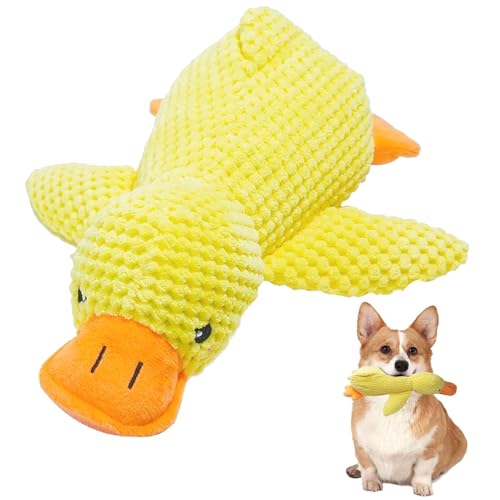 poraceous Anatra Gialla Giochi per Cani, Giochi con Squeak per Cani, Giocattoli per Cuccioli Mastica, Peluche per Dog Indistruttibile, Anatra Calmante Toy, Resistenti Peluche per Dog Piccola Media
