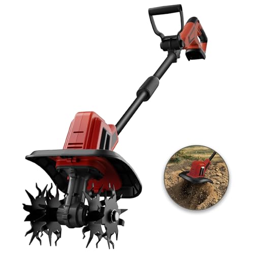 MaxMore Cordless Tiller Cultivator Compatible with Milwaukee 18V Battery (Tool Only), Electric...