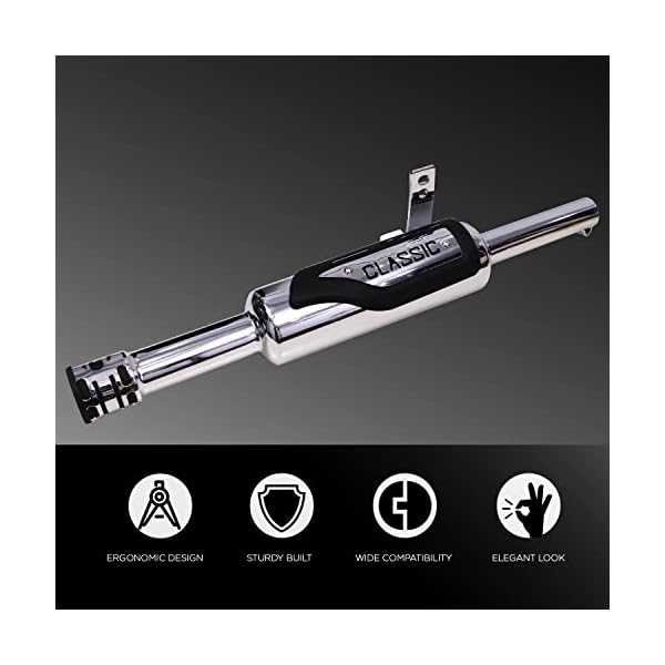 AllExtreme EX129 Indori Model Exhaust Silencer Compatible for BS3 and BS4 Model Royal Enfield Bullet 350cc and 500cc (Chrome)