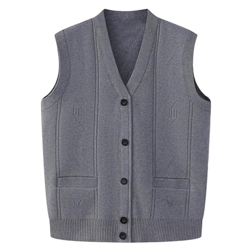 Mens Knit Vest Casual V Neck Button Down Sleeveless Sweater Cardigan Fall Soft Comfort Knit Tank Tops