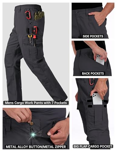 Image of CNBQDD Mens Work Pants Ripstop Waterproof Cargo Pants for Men with 7 Pockets Tactical Hiking Pants