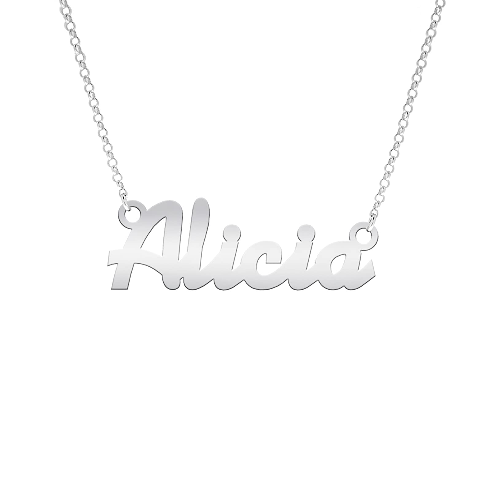 Mi Joya Personalizada Mi Joya Personalizada - Colgante con Nombre Personalizado Plata de Ley - Collar con Nombre para Mujer, Niña, Madre, Hija - Idea de Regalo Navidad, Día de la madre, Cumpleaños (modelo 2 básico)