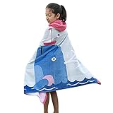 BANGSAUR Kinder-Badetuch mit Kapuze, 100% Baumwolle, 127x 76cm Wickel, Kinder, Kleinkinder, Mädchen, Jungen, 3–12 Jahre (Delfin mit Segelboot)