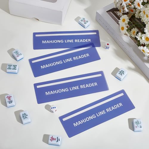 12 piezas Mahjong Line Finder guía con ranura para reglas plástico miniatura 4
