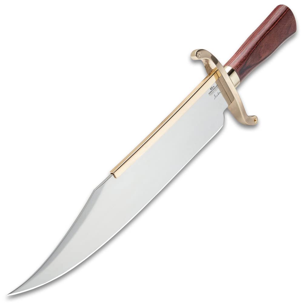Hibben Knives 65th Anniversary Old West Bowie Knife with Stainless Steel Blade, Wooden Handle, and Custom Sheath