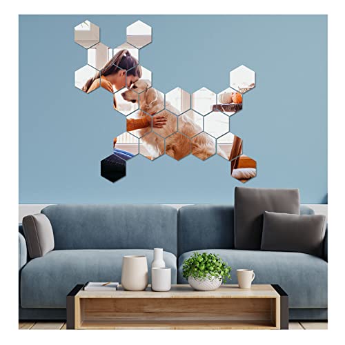 24 Stück Sechseckiger Glas-Spleiß-Spiegel-Aufkleber, DIY Wand, kreativer Flur, sechseckiger Hintergrund, Wanddekoration für Zuhause, Wohnzimmer, Schlafzimmer Cover